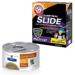 Hill's Prescription Diet||Arm & Hammer Litter Hill's Prescription Diet k/d Kidney Care Chicken & Vegetable Stew Canned Food + Arm & Hammer Litter Slide Multi-Cat Scented Clumping Clay Cat Litter